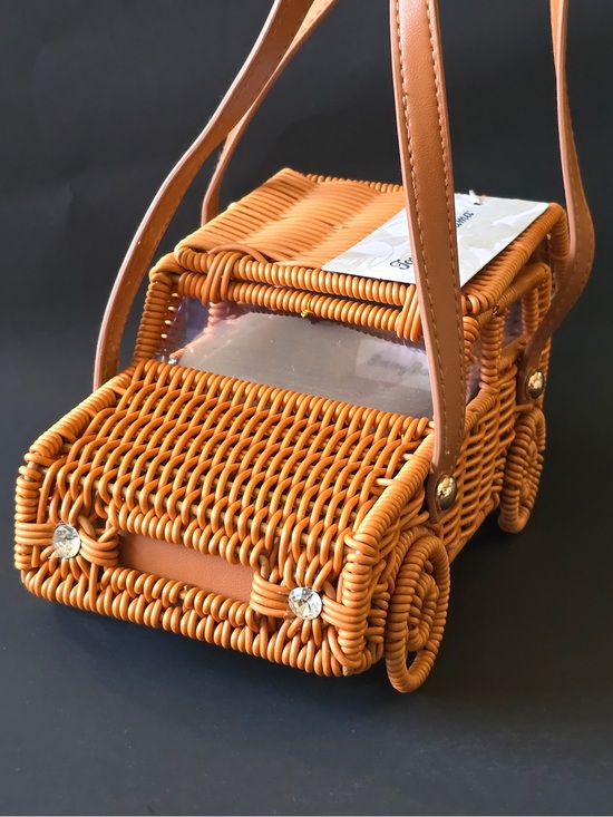 Tommy Bahama Handbags - Tommy Bahama Woven Car Crossbody in Cognac Tan